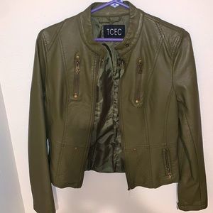 2/$25 — Olive Faux Leather Jacket (M)